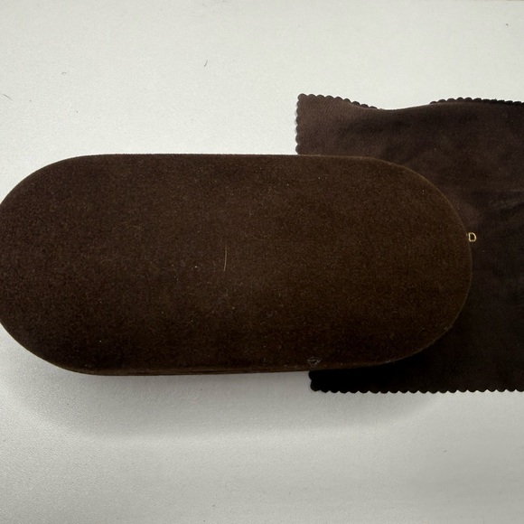 Tom Ford Dark Brown Velvet Eyewear Case ONLY with Gold Logo - Picture 3 of 3